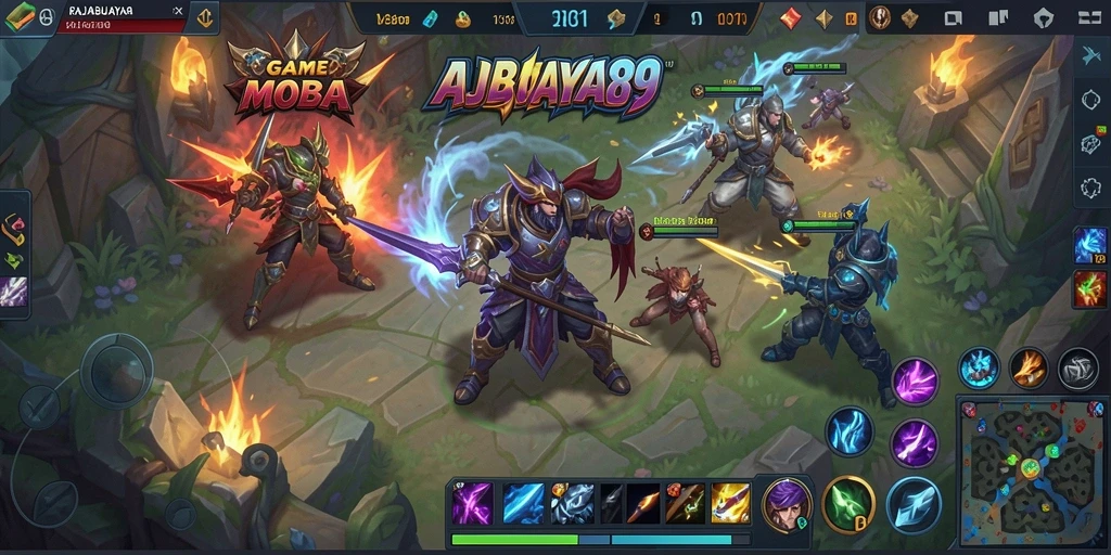 Gameplay seru dalam RAJABUAYA89 dengan aksi pertarungan MOBA.