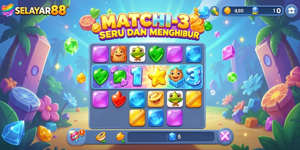 Screenshot gameplay <strong>SELAYAR88</strong> menunjukkan keseruan mencocokkan item.