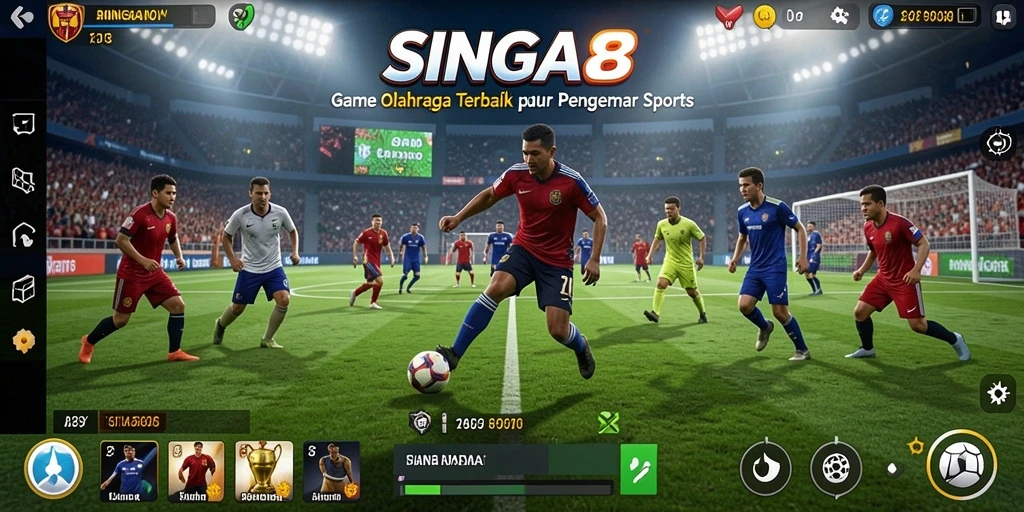 Screenshot gameplay SINGA8 menampilkan aksi seru olahraga yang kompetitif.